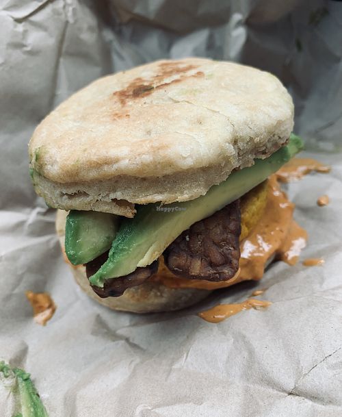 Egg, Bacon, Avocado, and Aioli Biscuit at Dulce Vegan Bakery and Cafe in Atlanta