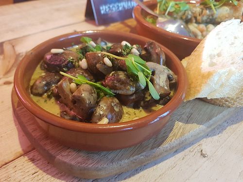 Mushrooms cooked with garlic, brandy & plant based cream at SaltHouse in North Shields