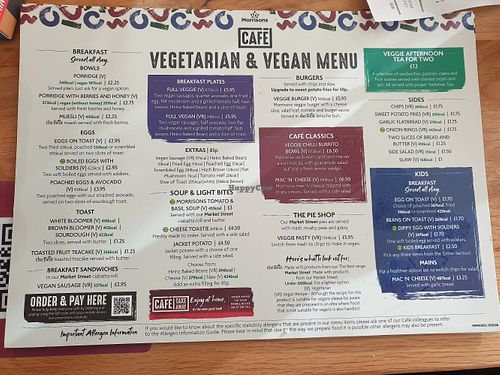Vegi Vegan Menu at Morrisons Cafe in Ilkeston