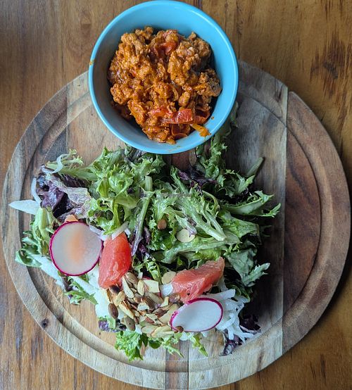 La Cocina Salad with soy tinga at La Cocina Restaurant in Portland