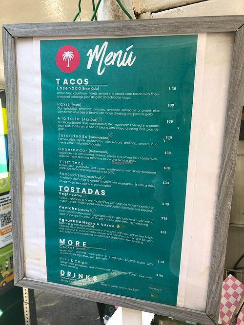 menu at Paxil in Mexico City