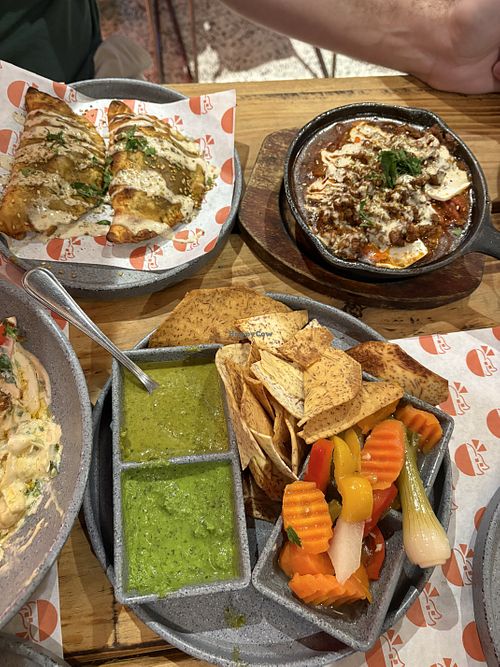 Platitos y platos   at Hummus YA! in Mexico City