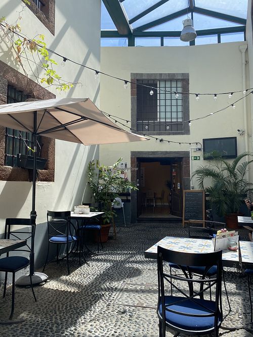 Outside seating area  at Fala Fala in Funchal