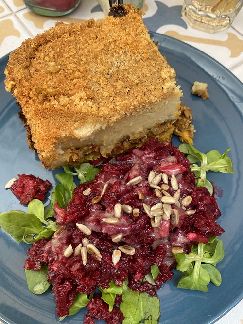 Lentils pie with beetroot salad (dish of the day)  at Fala Fala in Funchal