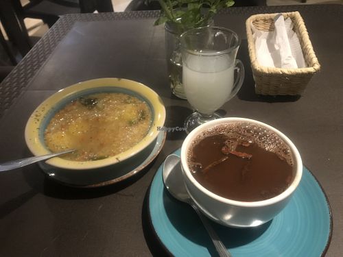 hot chocolate and soup of the day  at El Opuesto de Salento in Salento