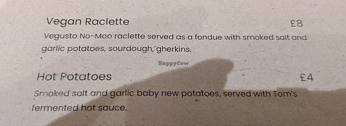 Vegan options at Corto Bar in Clitheroe