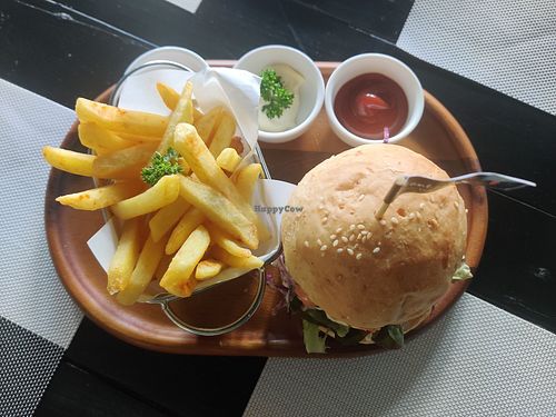Tonkatsu burger at Plant-erian in Krabi