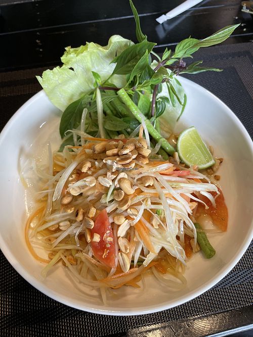 Papaya Salad.  They do not use oil or MSG!  This was so good!    at Plant-erian in Krabi