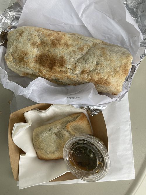 Vegan burrito and empanada   at Dart in Santa Barbara