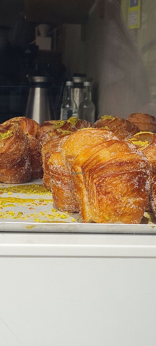 Pistachio cruffins at the window at Saint-Jean in Amsterdam