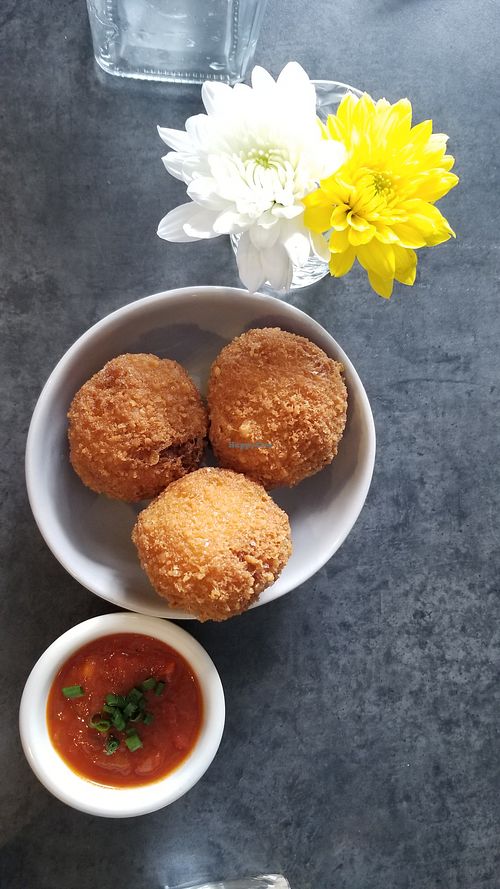 Vegan arancini at Earthen  in Brooklyn