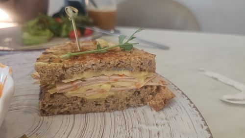 Vegan Ham & Cheese Sandwich cut in half:) at Tasters in Limassol