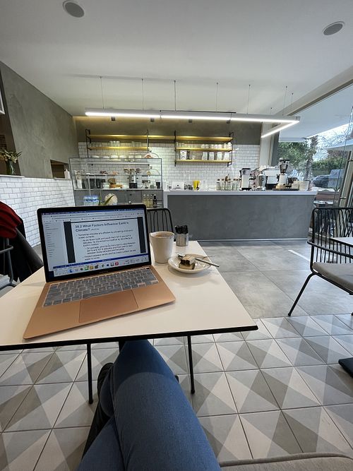 Small, but cute indoor seating at The Dose Coffee in Antalya