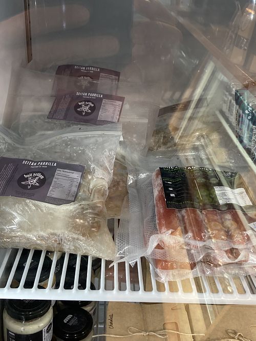 Frozen vegan goods  at Emporio La Resistencia in Valdivia