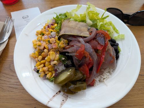 Vegan rice bowl at Mission Burrito in Oxford