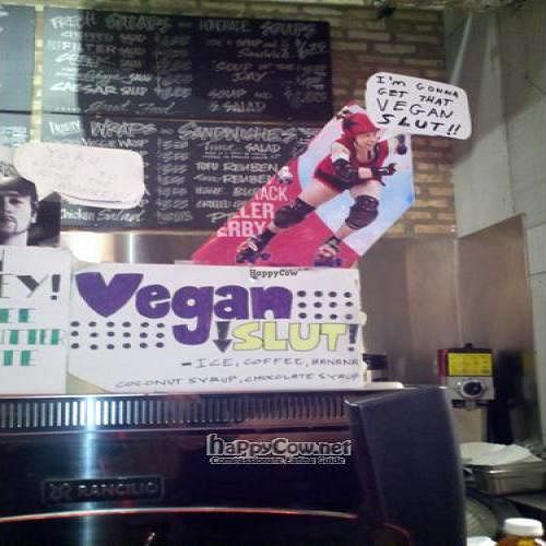 One of their vegan drinks...I found the sign to be amusing. at Filter in Chicago