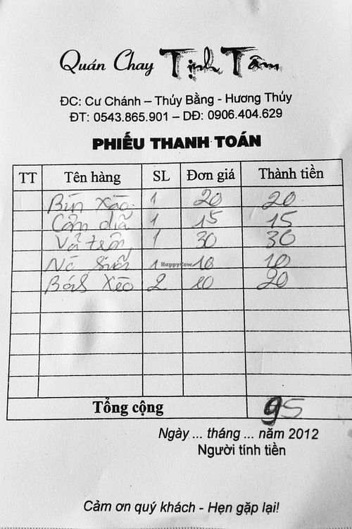 bill at Tinh Tam - Minh mang in Hue