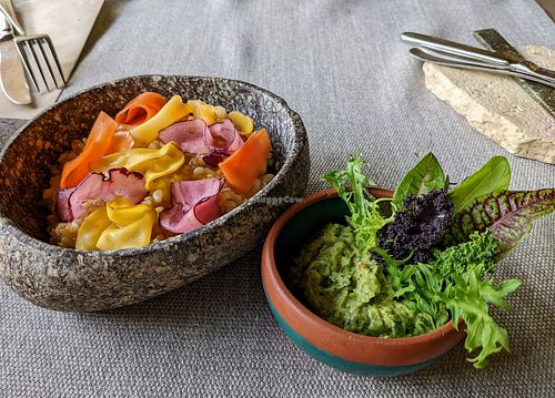 Mashua, oca, and carrots at Explora Valle Sagrado in Urquillos