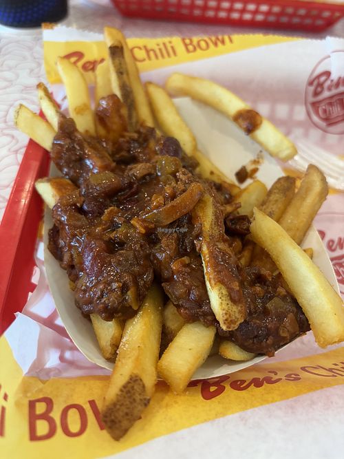 Vegan chili fries   at Ben's Chili Bowl in Arlington