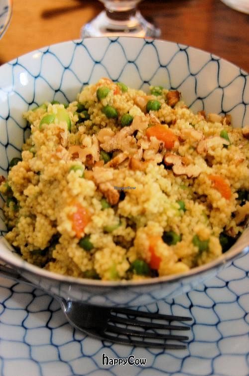Couscous with peas, veggies and coconut sauce.  at Caffe Orientale Tearoom in Venice