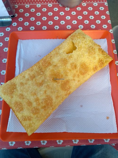 Pastel de palmito com purê de batata, o melhor pastel da cidade! #Veganuary at Tuta Lanches in Sao Jose Dos Campos