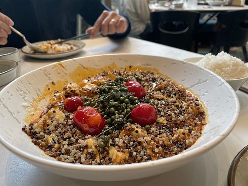 Mapo tofu with peppercorn and quinoa  at Love Veggie Macau in Macau