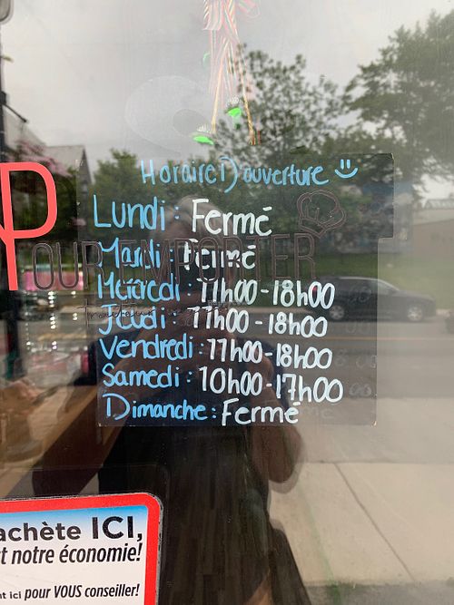 Hours on July 18, 2022    at KP Pour Emporter in Sainte-agathe-des-monts