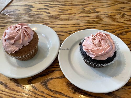 Strawberry frosted cupcakes   at Wild Chestnut Cafe in Florence