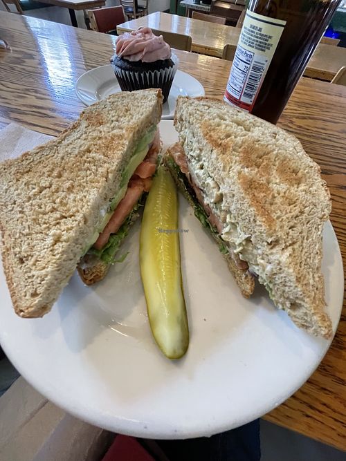 Avocado sandwich on left and chickpea sandwich on right   at Wild Chestnut Cafe in Florence