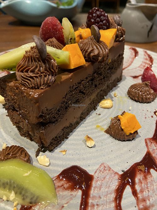 Vegan chocolate cake!  at Quyu's Taproom in Jaipur