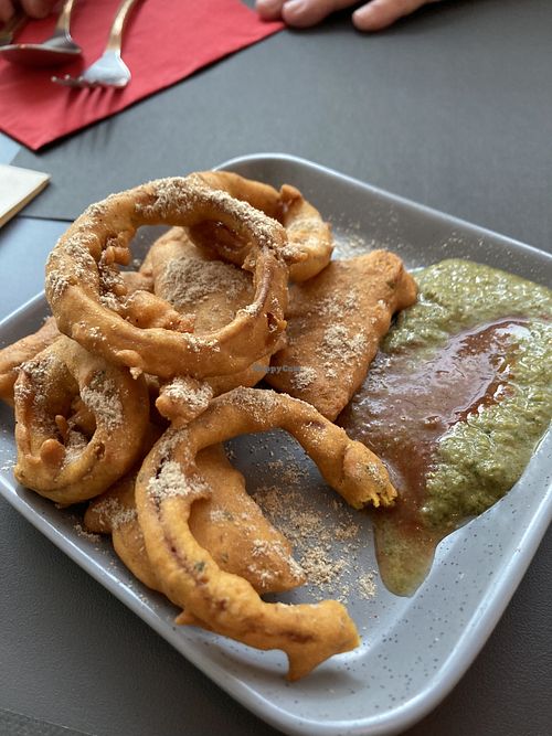 Onion and potato pakoras  at Chandigarh in Brussels
