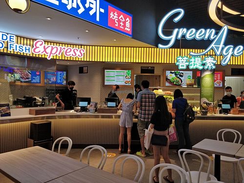 Queue in front of Stall at Green Age 菩提素 - Jurong Point 1 in West Singapore