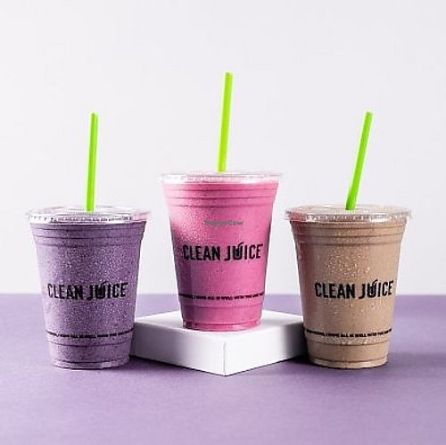 All smoothies are vegan unless containing honey! Sub maple or date paste as a vegan sweetener. at Clean Juice in Chapel Hill