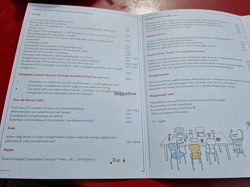 Menu, vegan us labelled at De Brandweerkantine in Maastricht