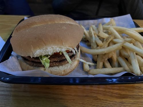 Plant based burger  at Olde Waterville Pizza Company in Waterville Valley