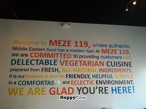 Indoor signage at Meze 119 in St Petersburg