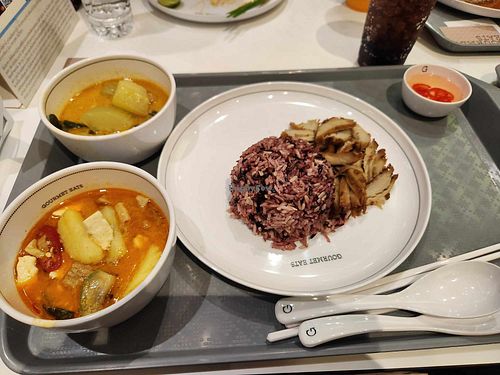 obssesed with the curry dishes! vegan duck goes well with rice! at Talalaks  in Bangkok