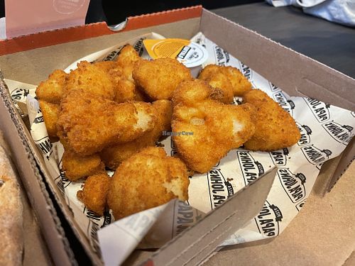 Vegan cauliflower wings with hot sauce at Papa John's in Ruislip