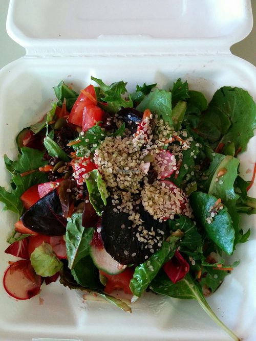 half of a large, takeaway Jungle Greens salad at Jungle Juice Company in Hope