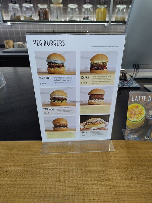 Burger menu at Vegami in Como