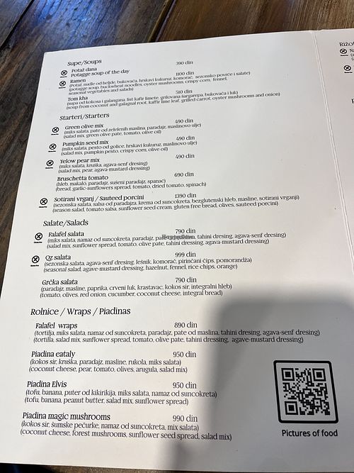 Menu  at VegANGELov  in Belgrade