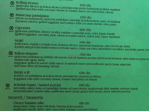 New items on the menu, night photo  at VegANGELov  in Belgrade