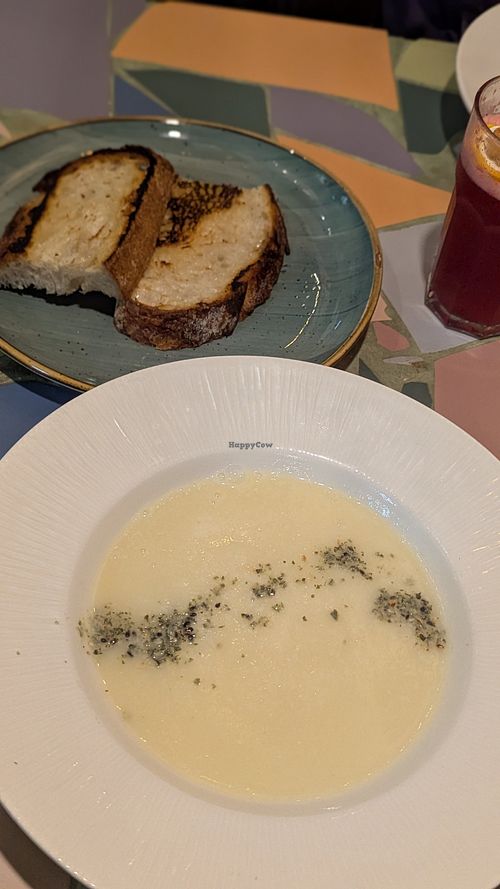 Soup with bread (to die for!) at VegANGELov  in Belgrade