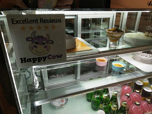 The Happy Cow sticker at the counter. #Veganuary at LN Fortunate Coffee in Shanghai
