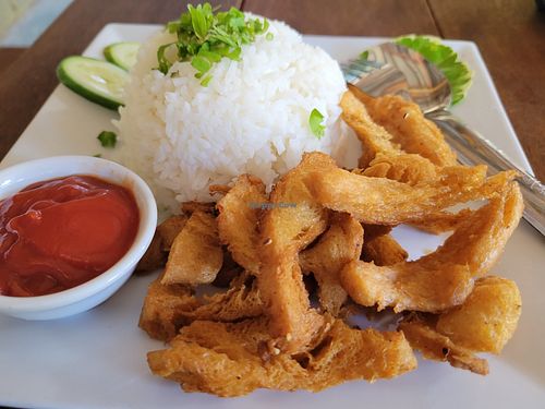 Fried vegan pork #Veganuary at JaJa's Restaurant Thai Vegan in Koh Phangan