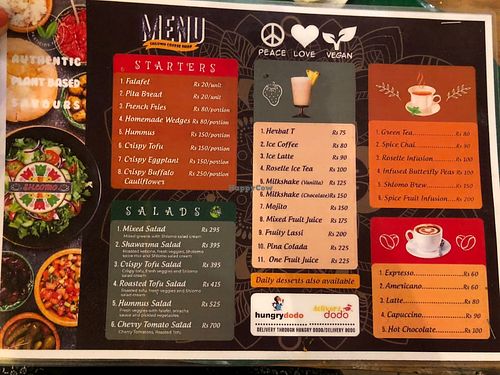 Sides salads and drinks menu Nov 22  at Shlomo in Grand Baie