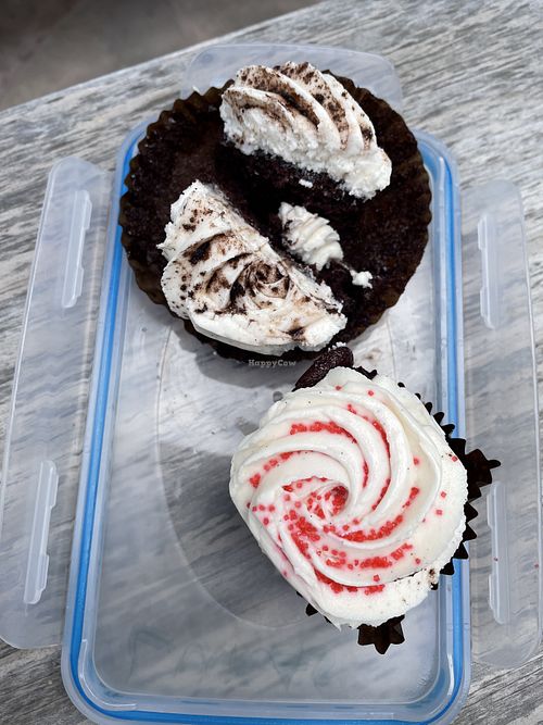 Chocolate (top) and Red Velvet (bottom)  at Crushcakes & Cafe in Santa Barbara