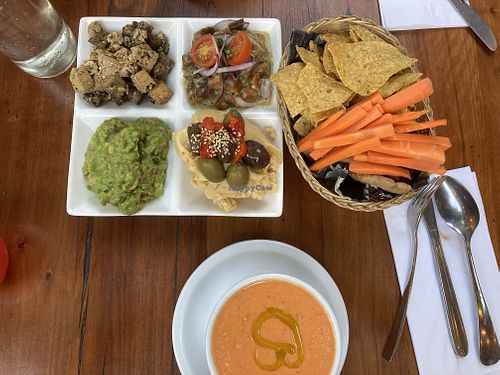 Snack dishes to share with gazpacho   at El Huerto in Santiago