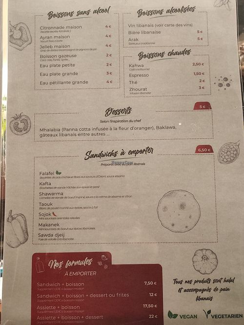Speisekarte 2 at Au Libanais in Troyes