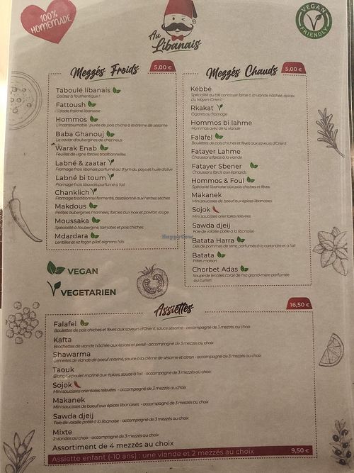 Speisekarte 1 at Au Libanais in Troyes
